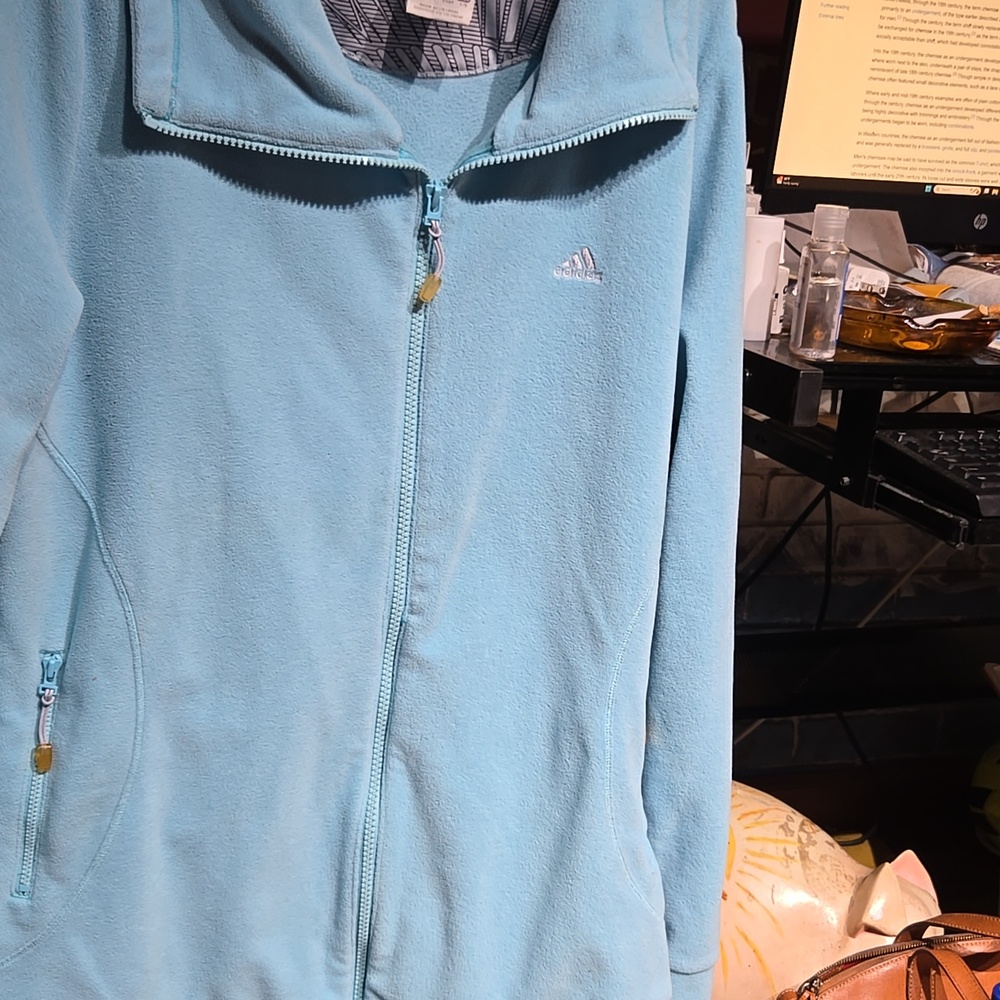 ADIDAS Women's LG - Light Blue Fleece Full-Zip Jacket